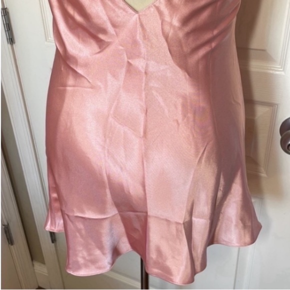 Vintage Jones NY Slip Dress Mini Nighty Pink Silky Satin Barbie Cutout Back Bows - Picture 13 of 16